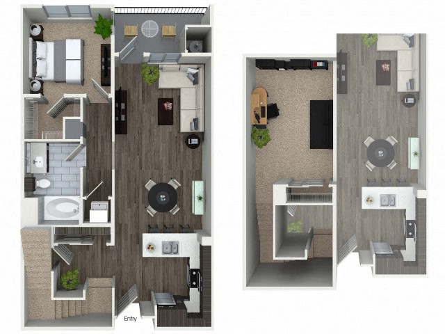 Floor plan for 1 bed, 1 bath, 1118 sqft